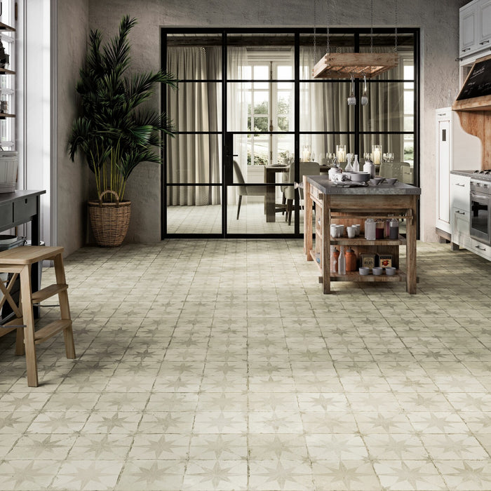 Star White Pattern Floor Tile 45x45cm as a kitchen floor tile
