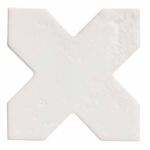 Fez White CROSS Gloss Porcelain tile 15.5x15.5cm-Wall and Floor tile-Ca Pietra-tile.co.uk