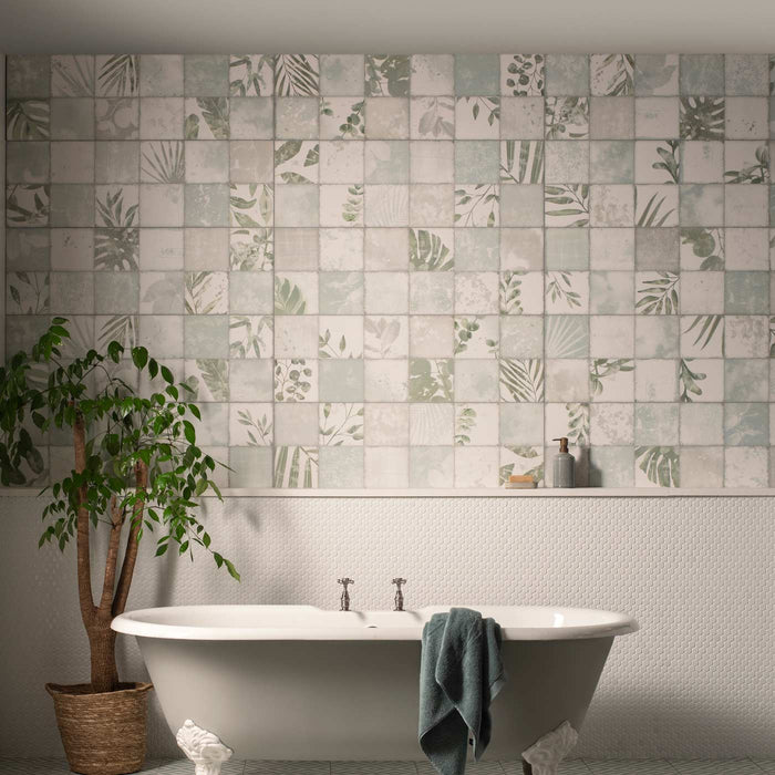 Patchwork Botanical Iris Matt wall tile 32x99cm-Ceramic wall tile-Original Style-tile.co.uk