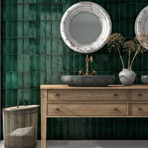 Orchard Green wall tiles for bathrooms