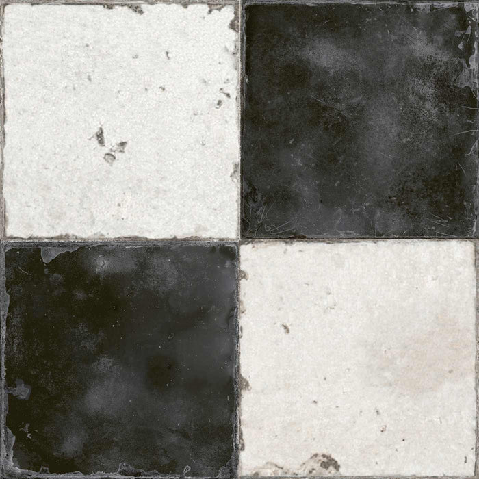 Chequer black & white floor tile 45x45cm-Ceramic floor tile-Peronda-tile.co.uk