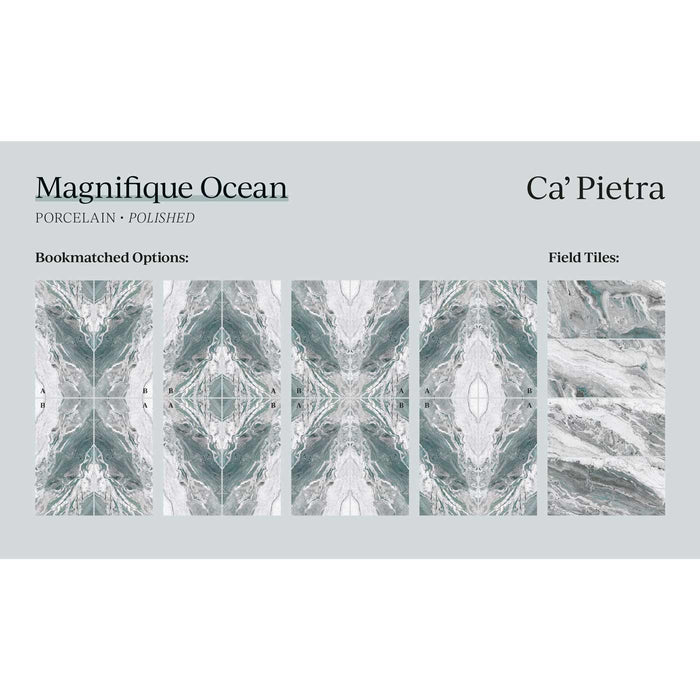 Magnifique Ocean Bookmatched Porcelain Polished tile 60x120cm-Large format-Ca Pietra-tile.co.uk