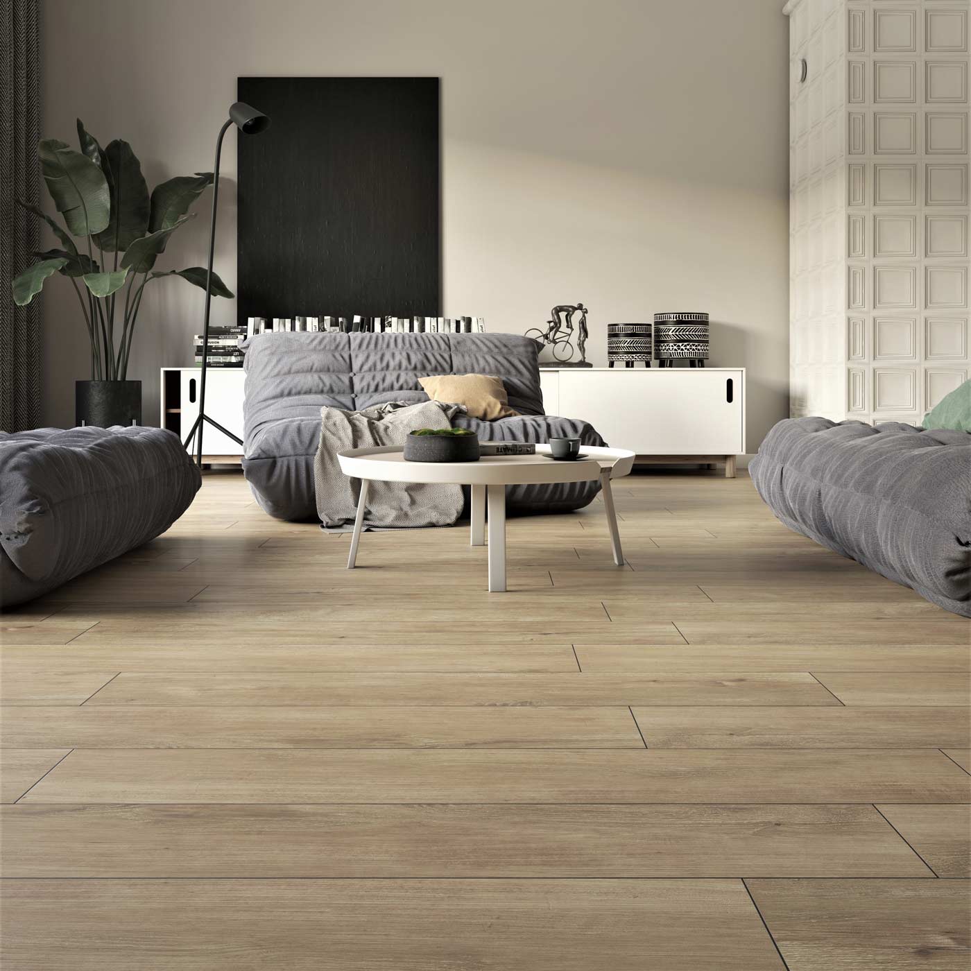 Nordic Beige wood plank tile | 15.5x62cm | Tile.co.uk