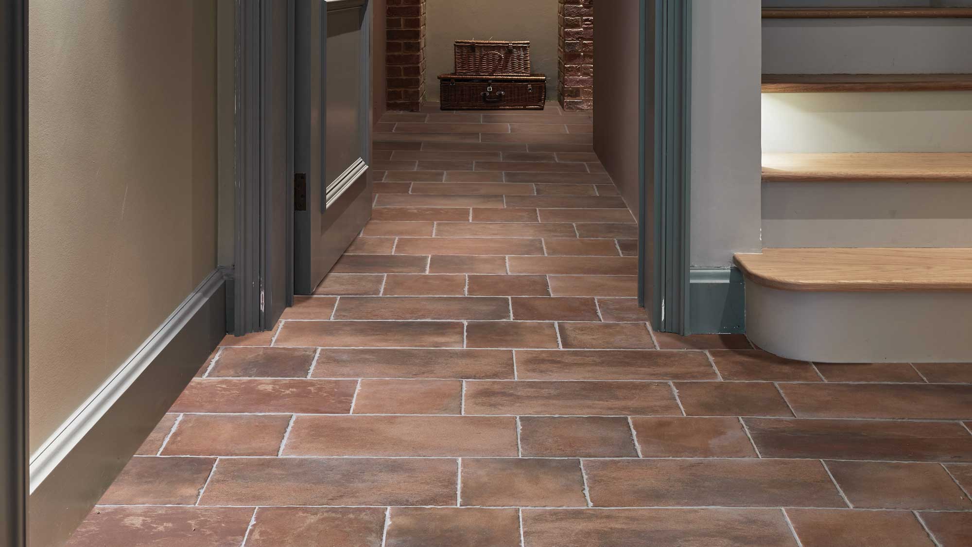 Image of Brewhouse Porcelain floor tiles. Porcelain floor tiles that mimic terracotta 