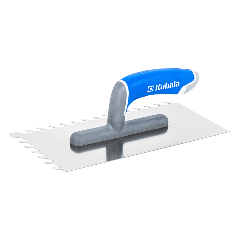 Image of Kubala Stainless Steel Soft Handle trowel with skewed notch-Tools-Kubala-tile.co.uk