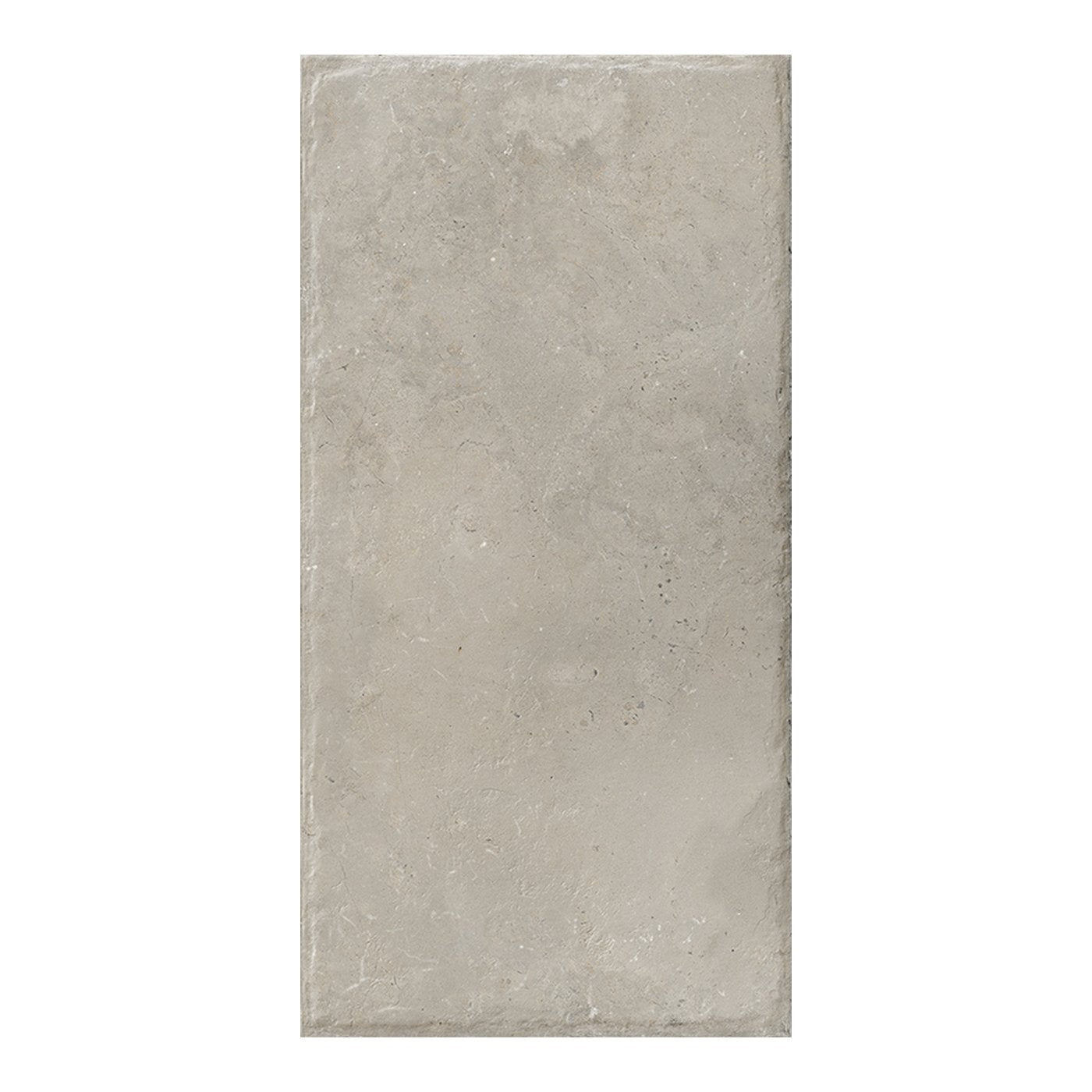 Image of A rectangular concrete-look tile with a textured matte finish in a light gray-beige tone, shown against a plain white background.