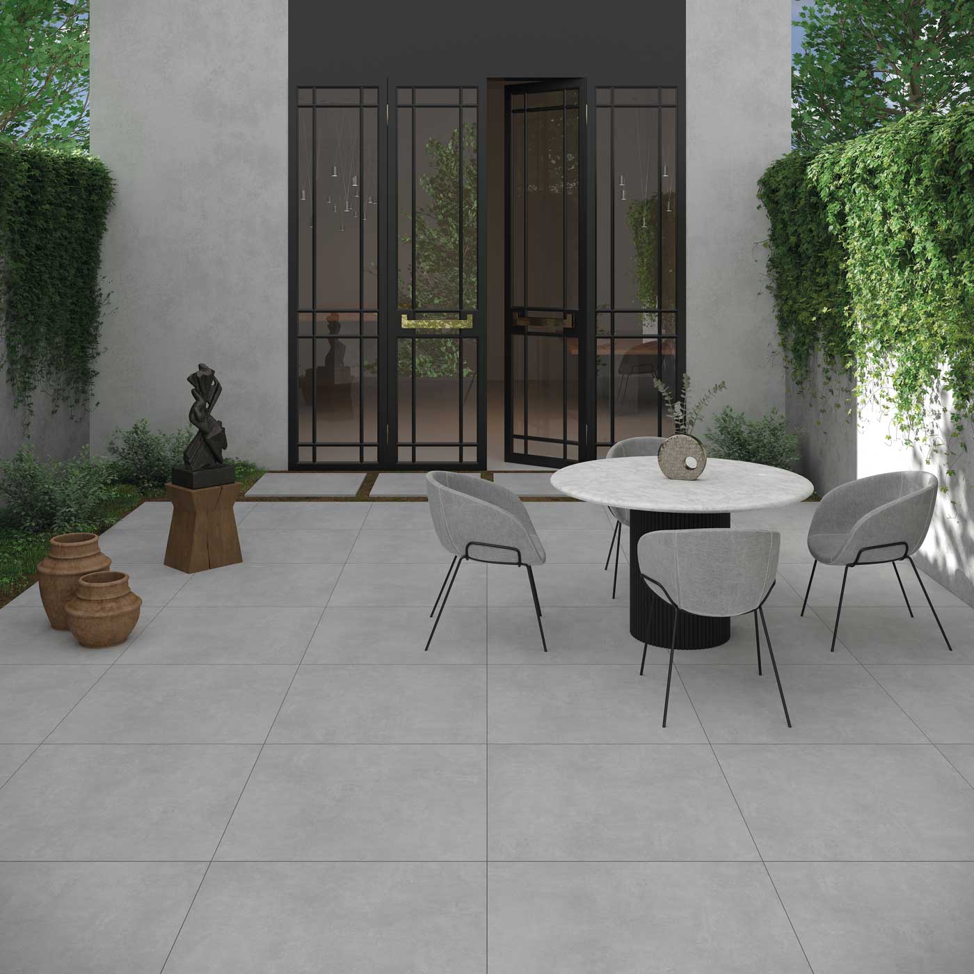 Image of Motion Silver Porcelain tile 80x80cm-Large format-Tile Space-Tile.co.uk