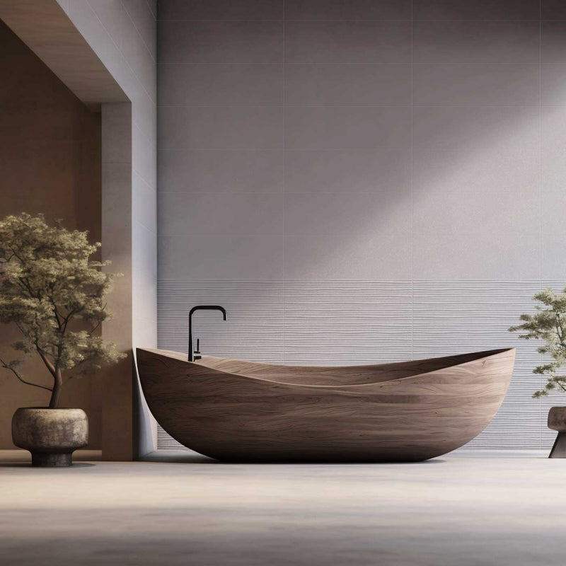 Image of Luster Sea Grey Decor Wall Tile 30x90cm-Ceramic wall tile-Keros-Tile.co.uk