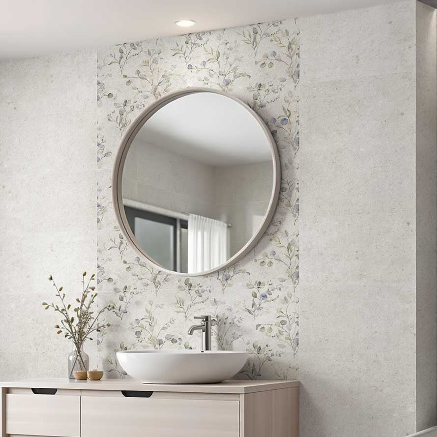 Image of Trailing Floral Iris Wall Tile 30x90cm-Ceramic wall tile-El Molino-Tile.co.uk