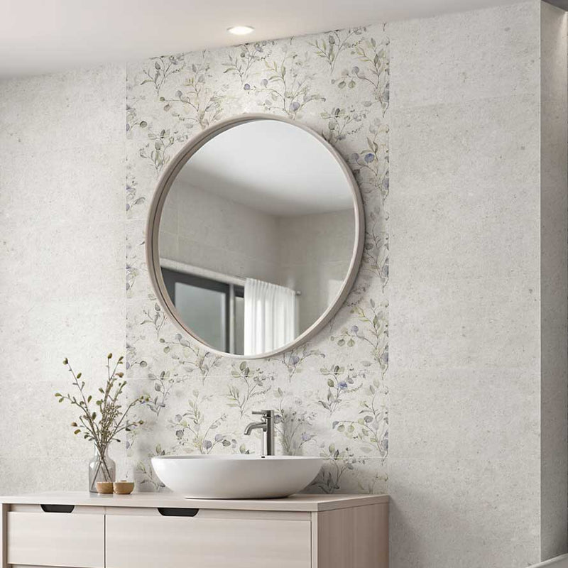 Image of Trailing Floral Iris Wall Tile 30x90cm-Ceramic wall tile-El Molino-Tile.co.uk