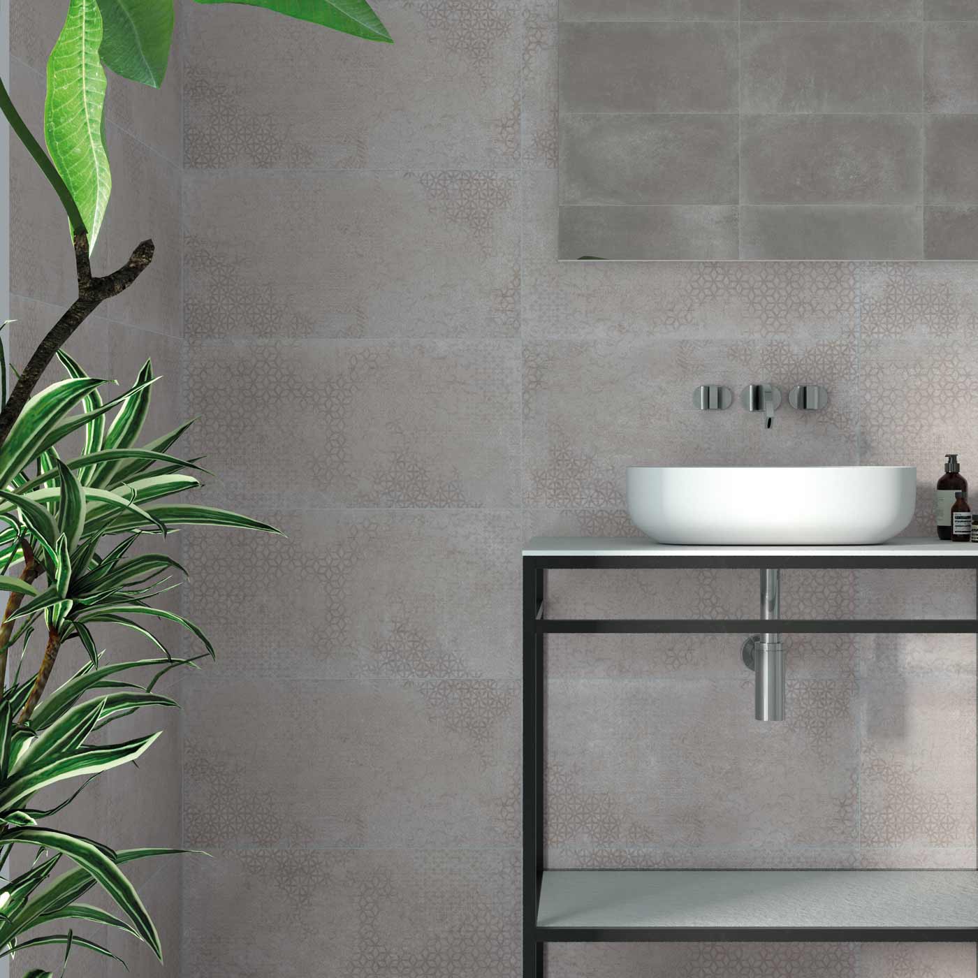 Image of Buxton Grey Decor wall tile 30x60cm-Ceramic wall tile-Cifre-tile.co.uk