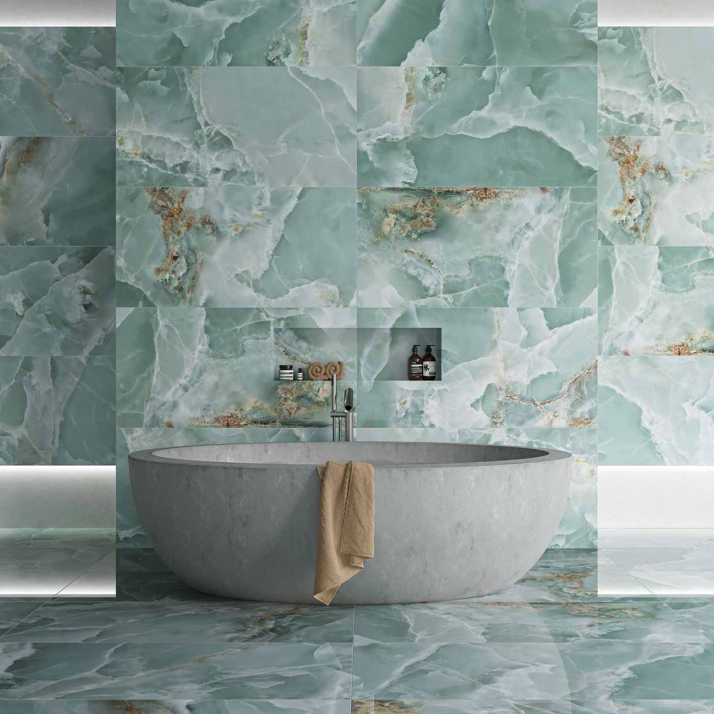 Image of Crystal Mint Green Marble tile 60x120cm-Large format-Eco Ceramic-tile.co.uk