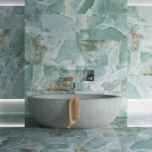 Crystal Mint Green Marble tile 60x120cm-Large format-Eco Ceramic-tile.co.uk