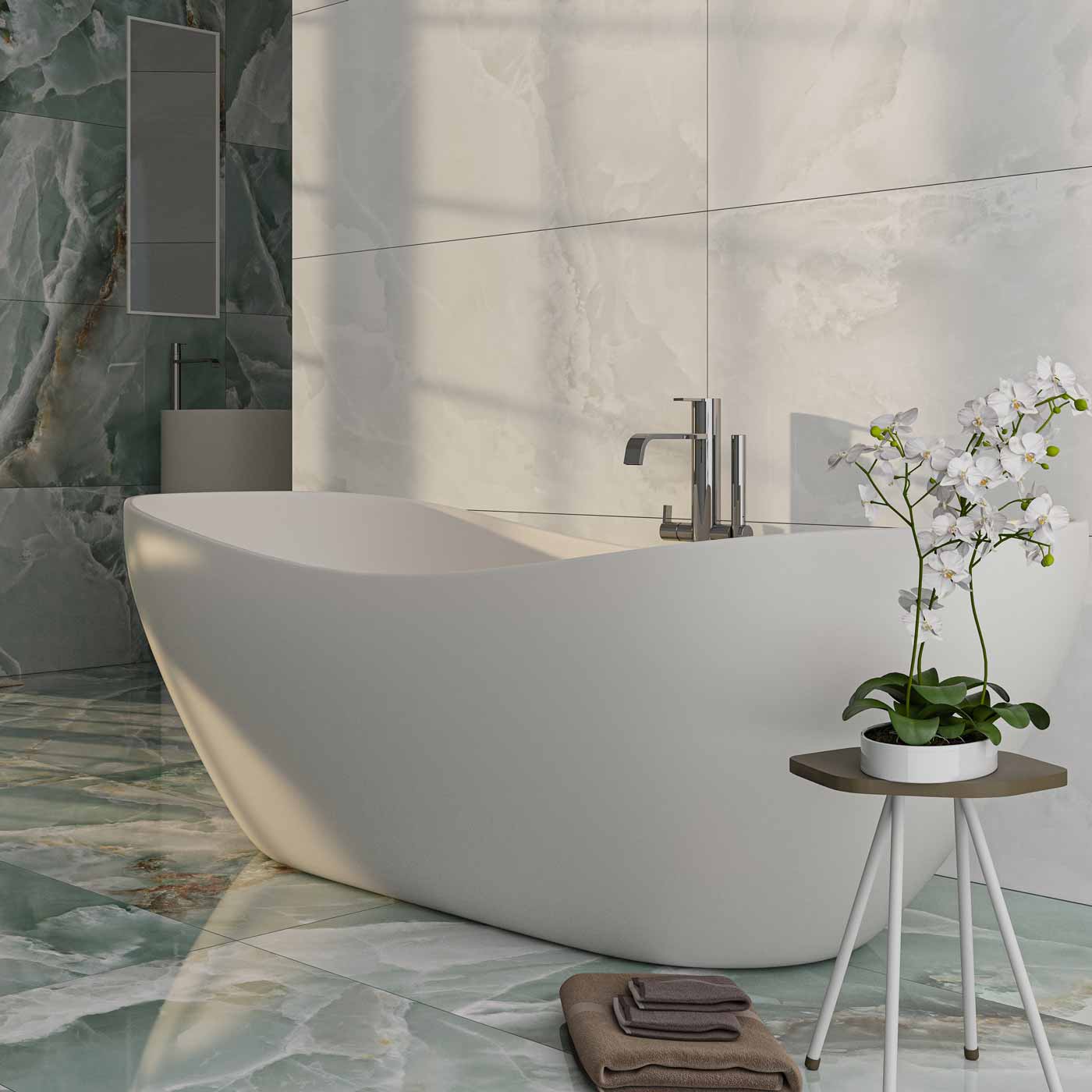 Image of Crystal White Marble tile 60x120cm-Large format-Eco Ceramic-tile.co.uk