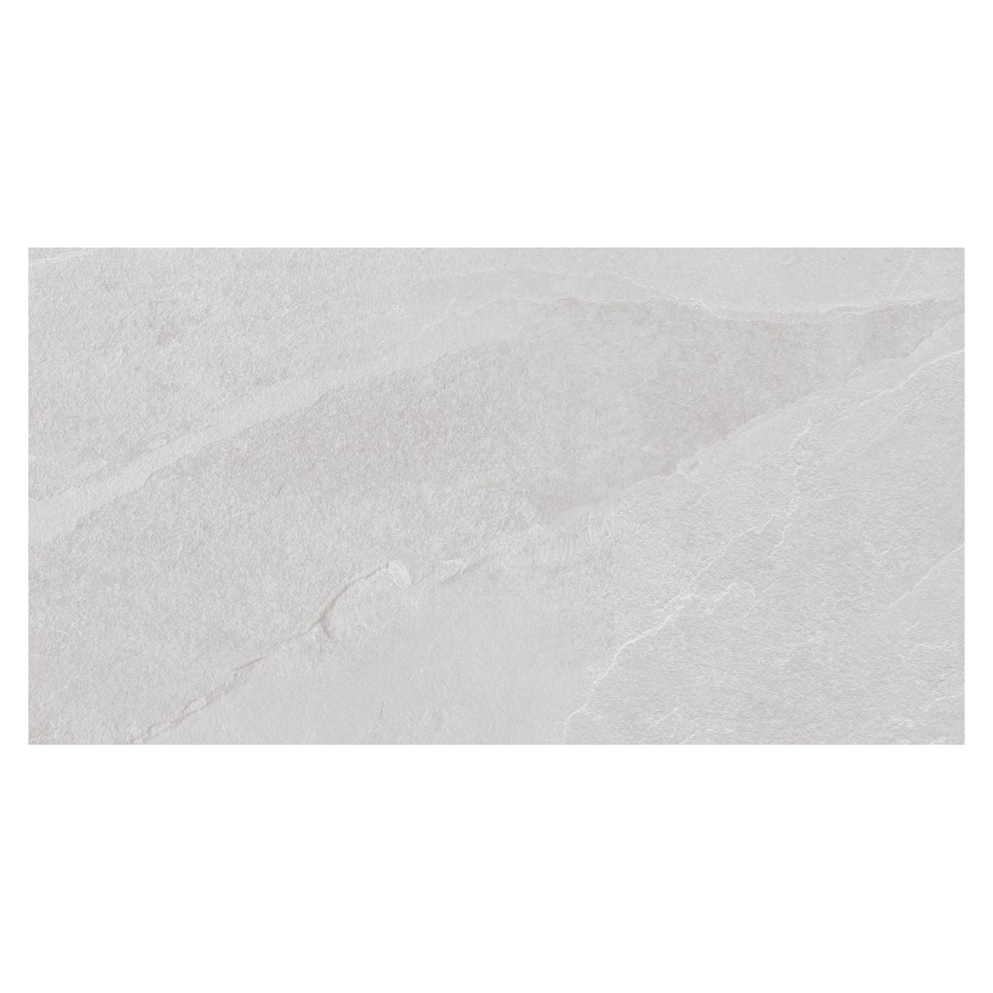 Image of A rectangular light gray stone or tile sample with subtle natural veining and a matte texture, centered on a white background.