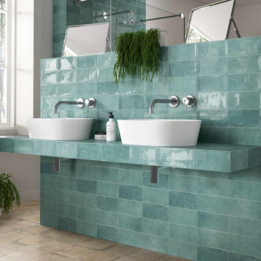 Jenson Emerald Brick tile 10x20cm-Brick style tiles-Mainzu Ceramica-tile.co.uk