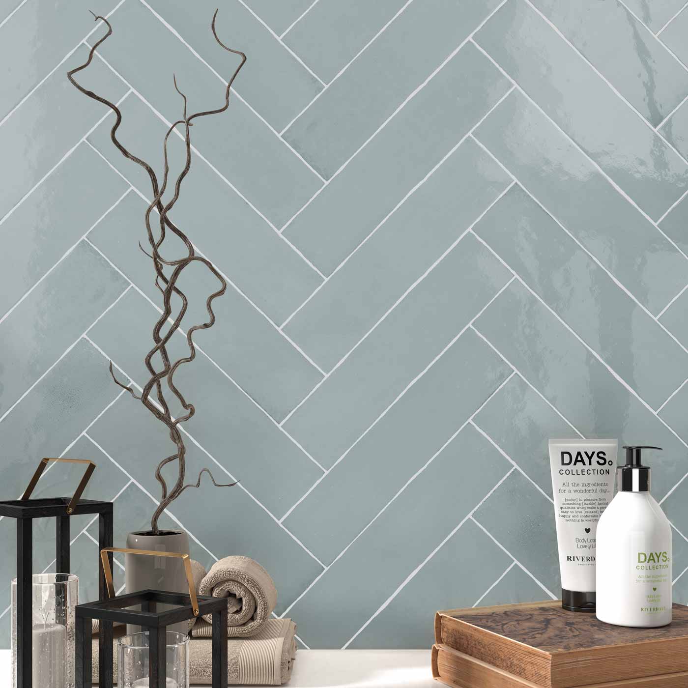 Image of Laurel Blue Brick Tile 7.5x30cm-Ceramic wall tile-Estudio Ceramico-tile.co.uk
