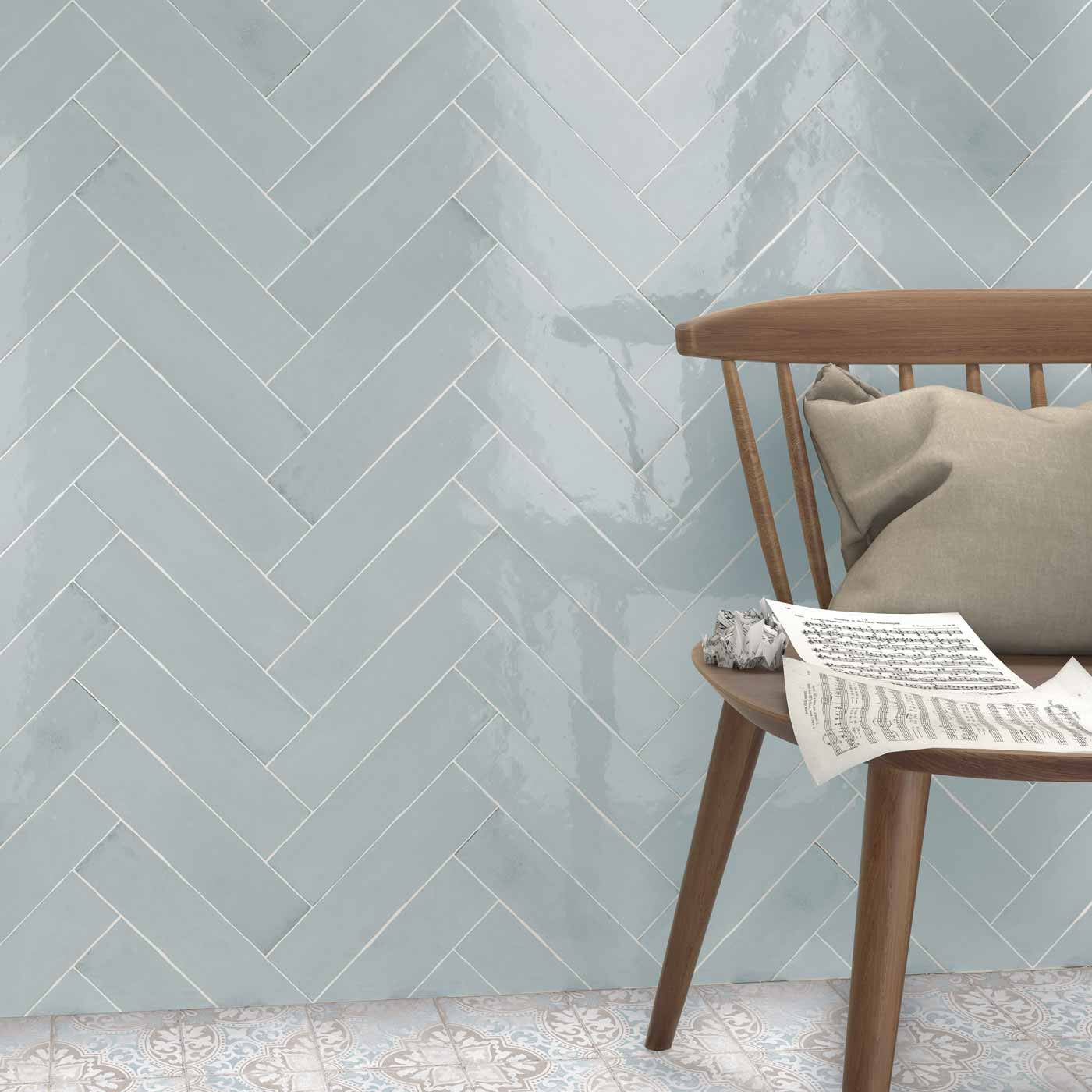 Image of Laurel Blue Brick Tile 7.5x30cm-Ceramic wall tile-Estudio Ceramico-tile.co.uk