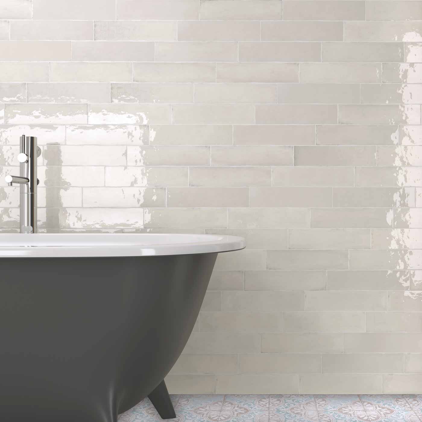 Image of Laurel White Brick Tile 7.5x30cm-Ceramic wall tile-Estudio Ceramico-tile.co.uk