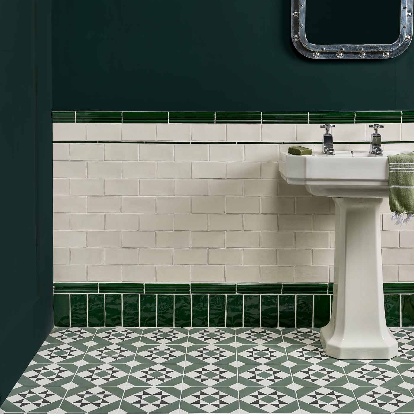 Image of Architectural Olive Green Dado tile 5x20cm-Brick style tiles-Ca Pietra-tile.co.uk