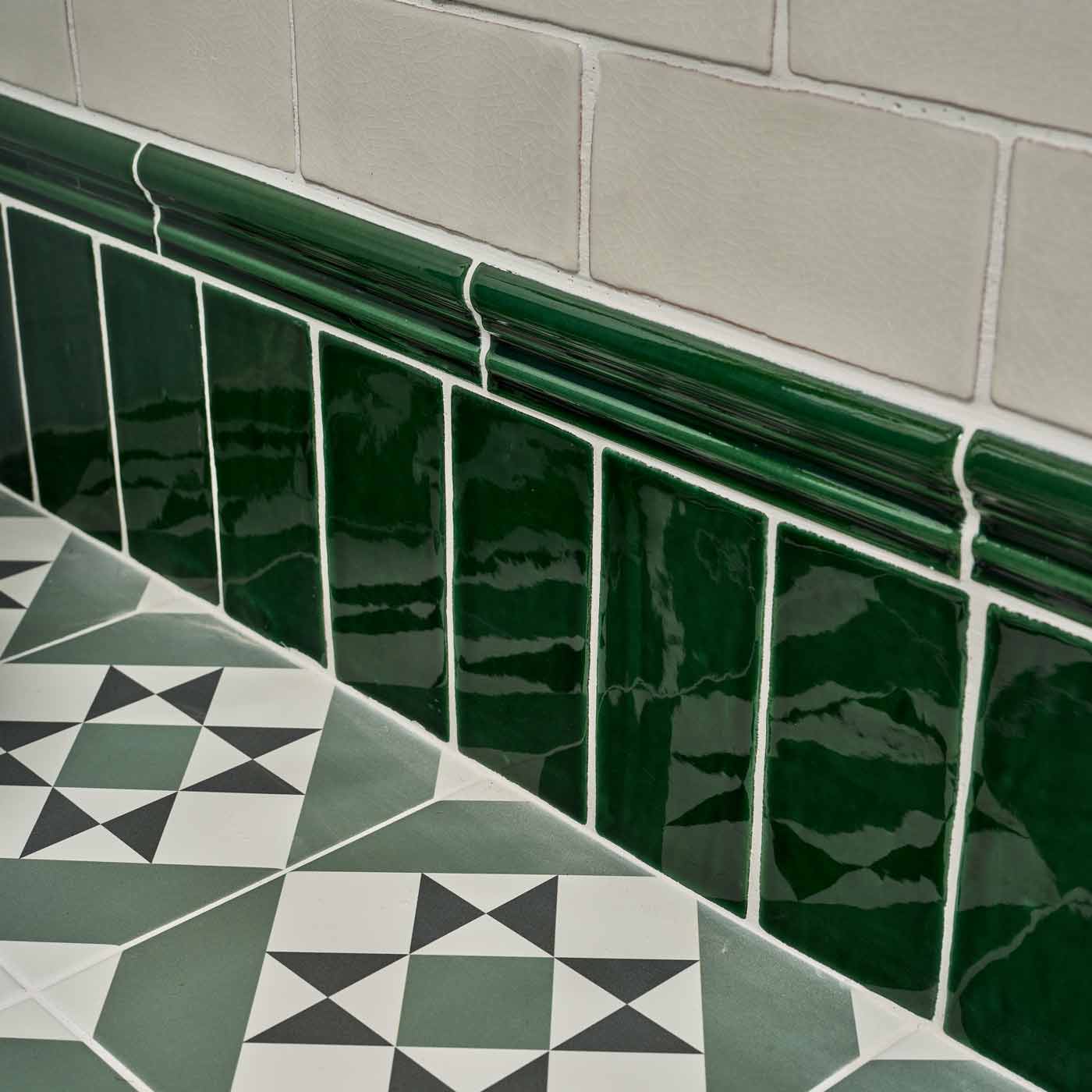 Image of Architectural Olive Green Dado tile 5x20cm-Brick style tiles-Ca Pietra-tile.co.uk
