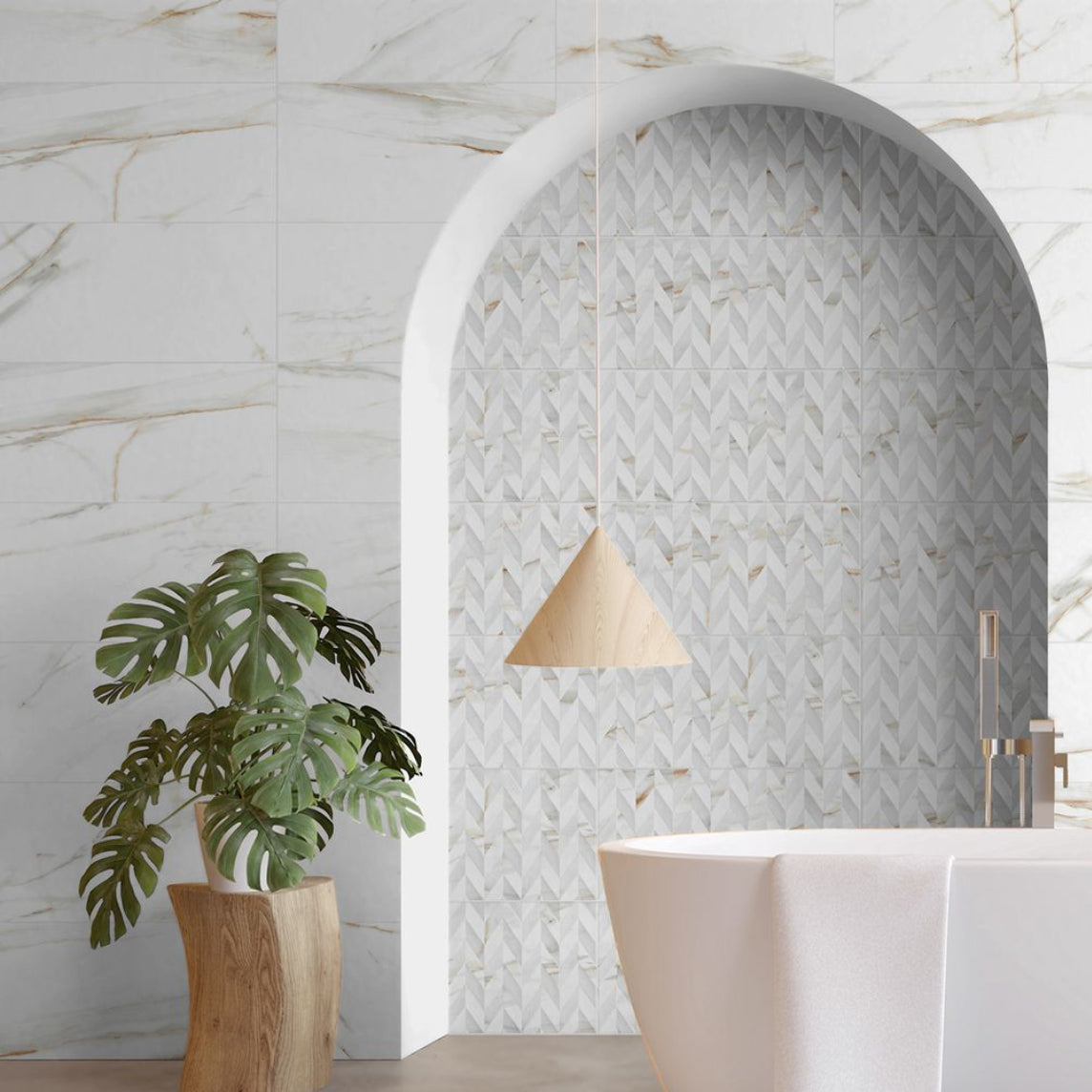 Image of Arton Chevron Matt Decor wall tile 30x60cm-Ceramic tile-Keros-Tile.co.uk