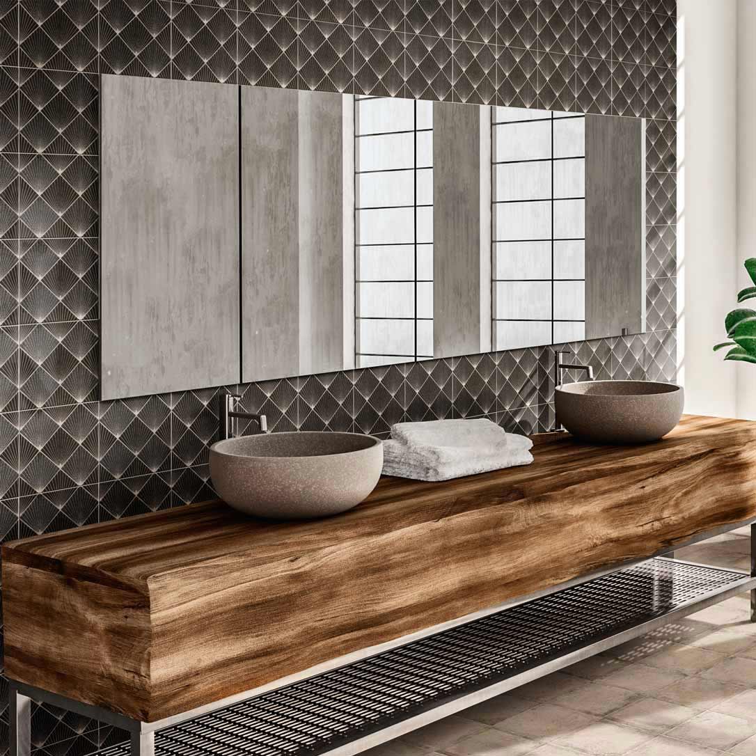 Image of Art Deco Black wall tile 20x20cm-Pattern tile-Mainzu Ceramica-Tile.co.uk