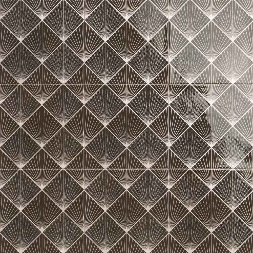 Image of Art Deco Black wall tile 20x20cm-Pattern tile-Mainzu Ceramica-Tile.co.uk