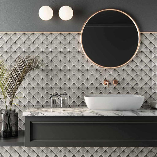 Art Deco White wall tile 20x20cm-Pattern tile-Mainzu Ceramica-Tile.co.uk