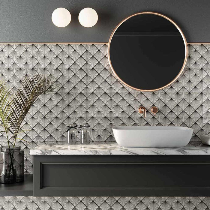 Art Deco White wall tile 20x20cm-Pattern tile-Mainzu Ceramica-Tile.co.uk