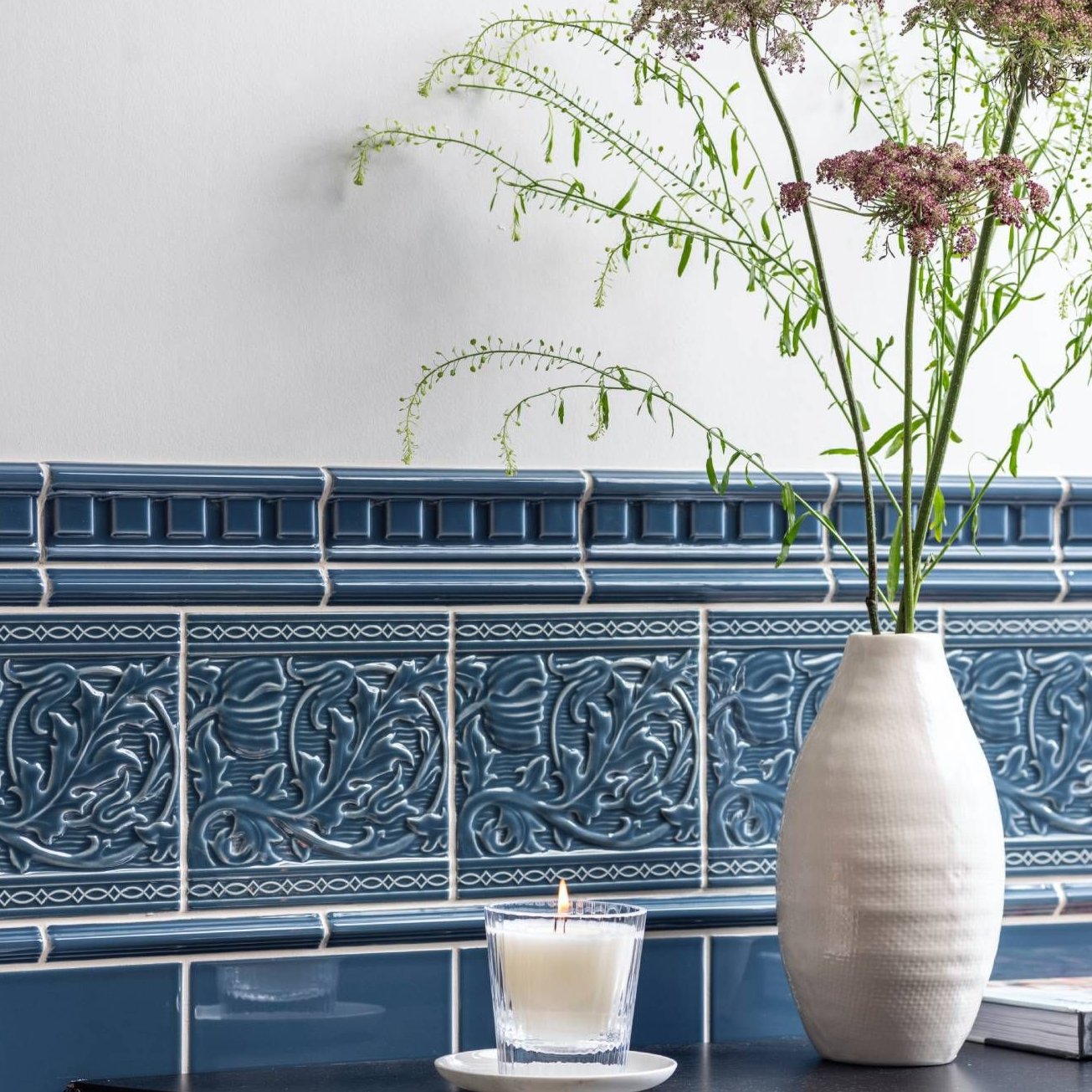 Image of Ascot Blue Astragal Moulding 15.2x2.1cm-Ceramic Tiles-Original Style-Tile.co.uk