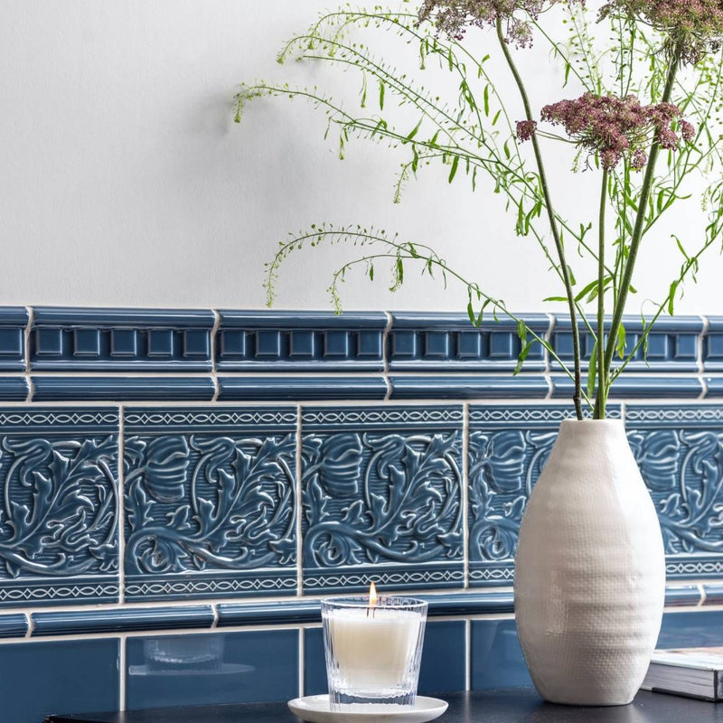 Image of Ascot Blue Astragal Moulding 15.2x2.1cm-Ceramic Tiles-Original Style-Tile.co.uk