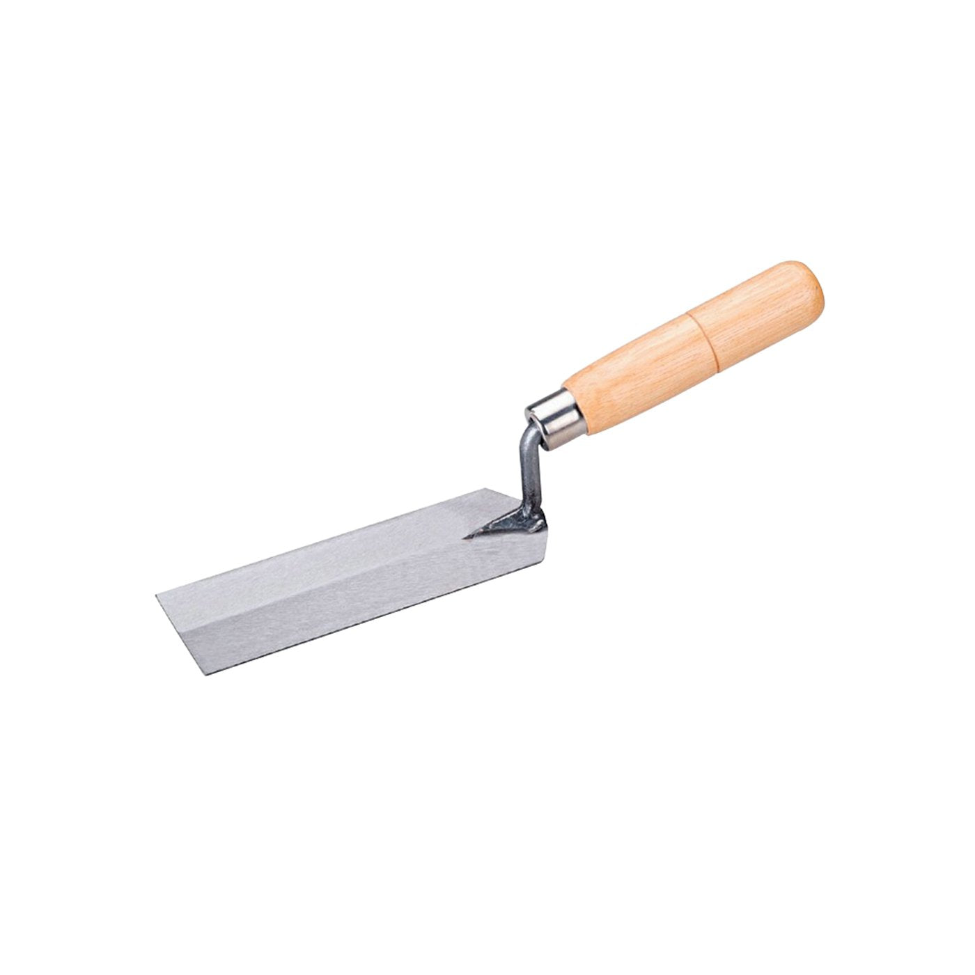 Image of Metal flat trowel with wooden handle on white background 