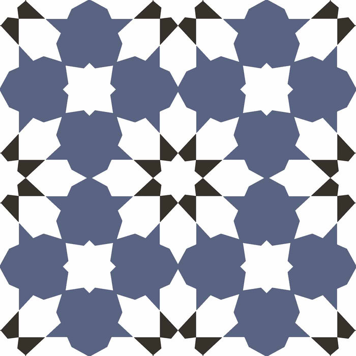 Belleville Vendome Blue tile 22.5x22.5cm-Pattern tile-Ca Pietra-tile.co.uk