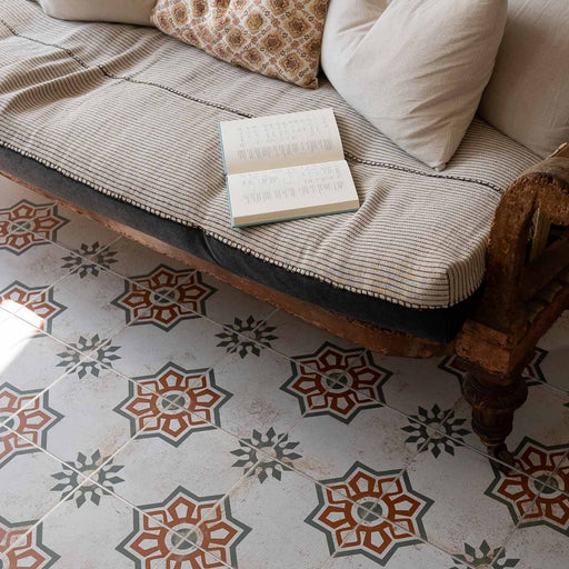 Belleville Rennes Green tile 22.5x22.5cm-Pattern tile-Ca Pietra-tile.co.uk