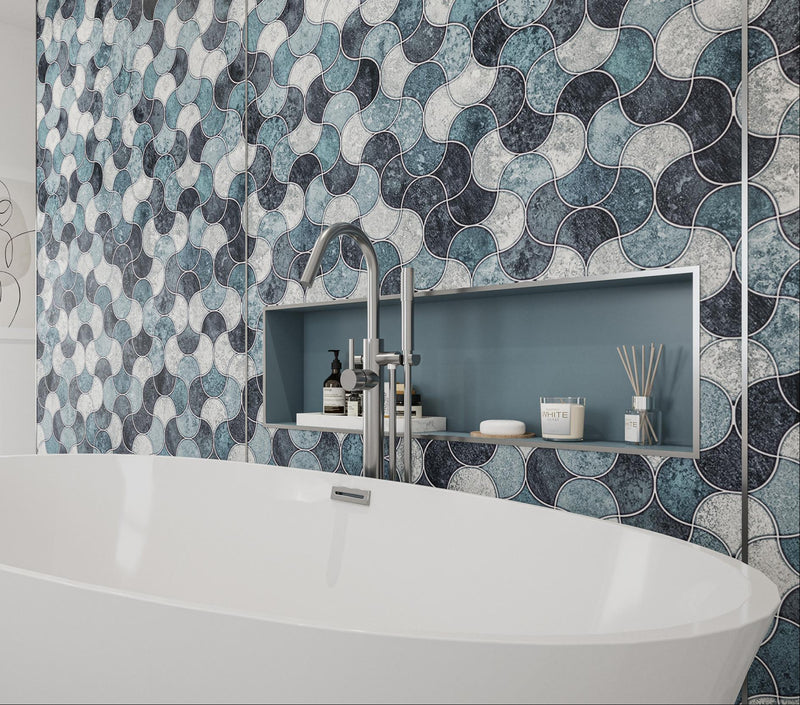 Image of Blue Scallop Alloy Wall Panel-Wall panel-Wetwall-Tile.co.uk