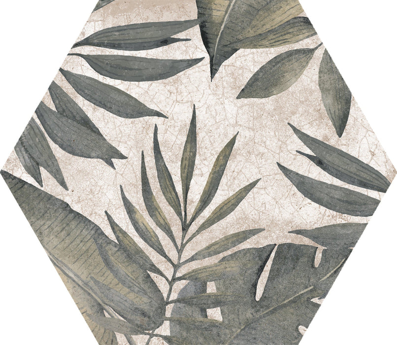 Botanical Pattern Hexagon tile 22.5x25.9cm-Hexagon tile-Cerlat-Tile.co.uk
