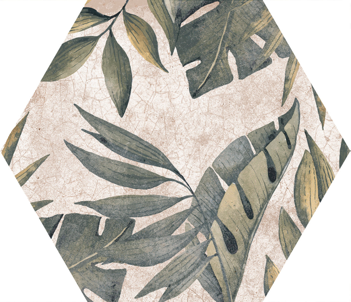 Image of Botanical Pattern Hexagon tile 22.5x25.9cm-Hexagon tile-Cerlat-Tile.co.uk