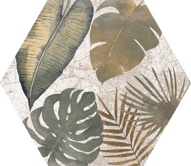 Botanical Pattern Hexagon tile 22.5x25.9cm-Hexagon tile-Cerlat-Tile.co.uk