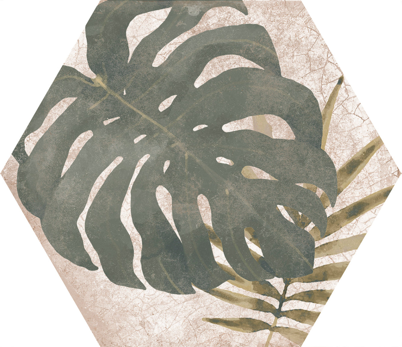 Image of Botanical Pattern Hexagon tile 22.5x25.9cm-Hexagon tile-Cerlat-Tile.co.uk