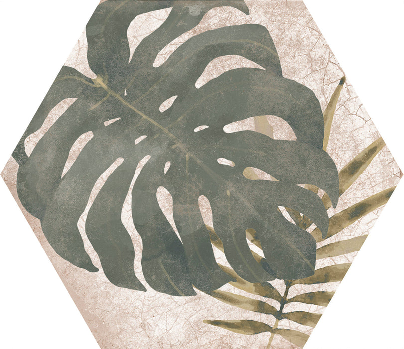 Botanical Pattern Hexagon tile 22.5x25.9cm-Hexagon tile-Cerlat-Tile.co.uk