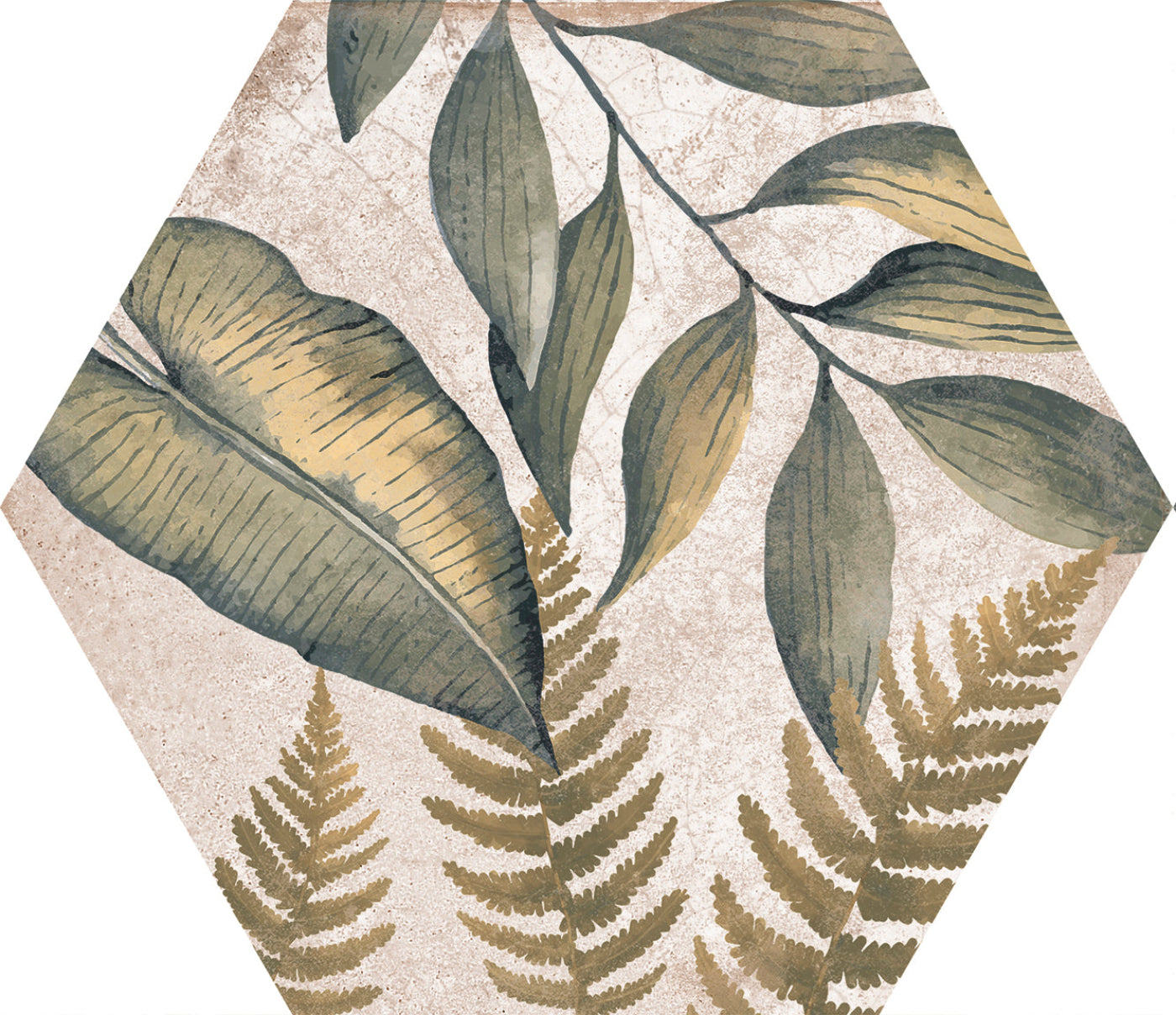 Image of Botanical Pattern Hexagon tile 22.5x25.9cm-Hexagon tile-Cerlat-Tile.co.uk