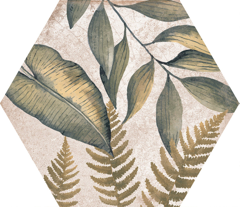 Botanical Pattern Hexagon tile 22.5x25.9cm-Hexagon tile-Cerlat-Tile.co.uk