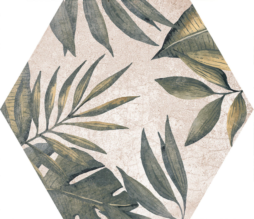 Botanical Pattern Hexagon tile 22.5x25.9cm-Hexagon tile-Cerlat-Tile.co.uk