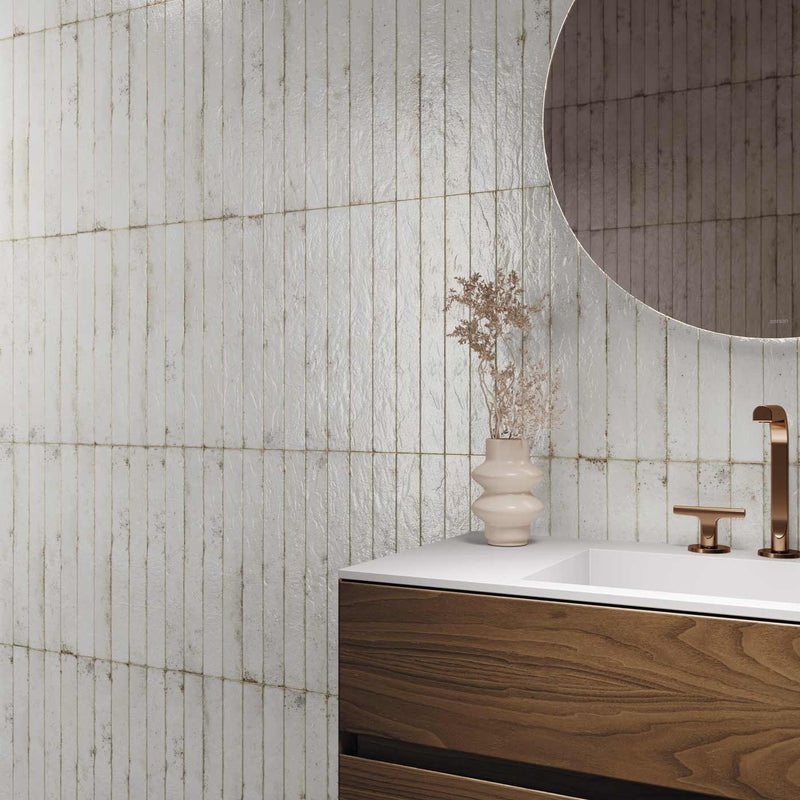 Image of Calle White Tile 4.8x45cm-Porcelain tile-Cifre-Tile.co.uk