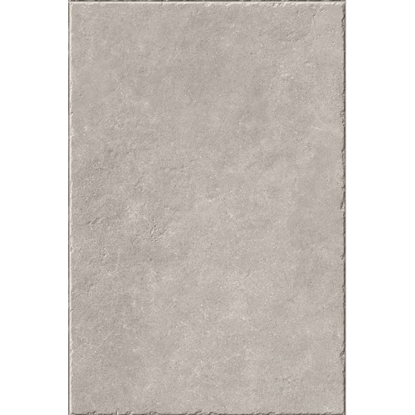 Image of A rectangular grey stone-look tile with a textured surface, shown against a plain white background.