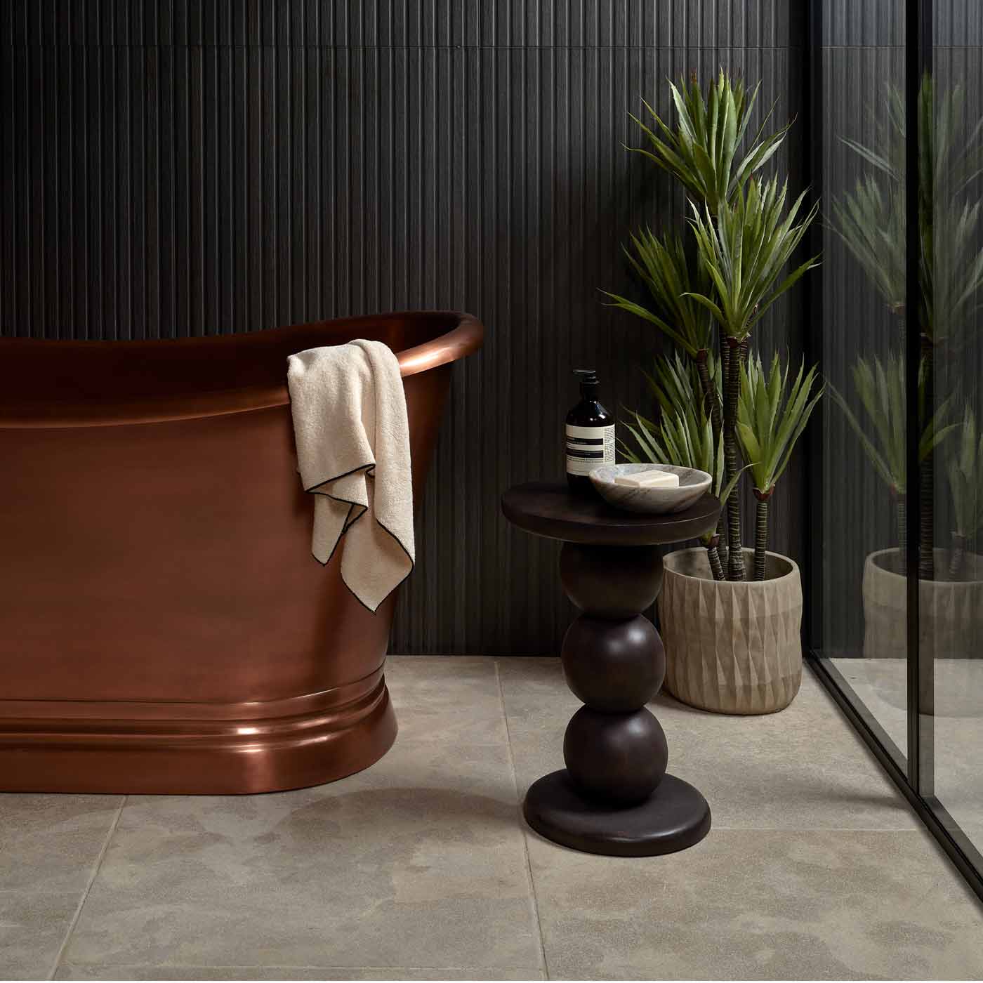 Image of Kinfolk Ebony Wood Slat tile 60x120cm-Large format-Ca Pietra-tile.co.uk