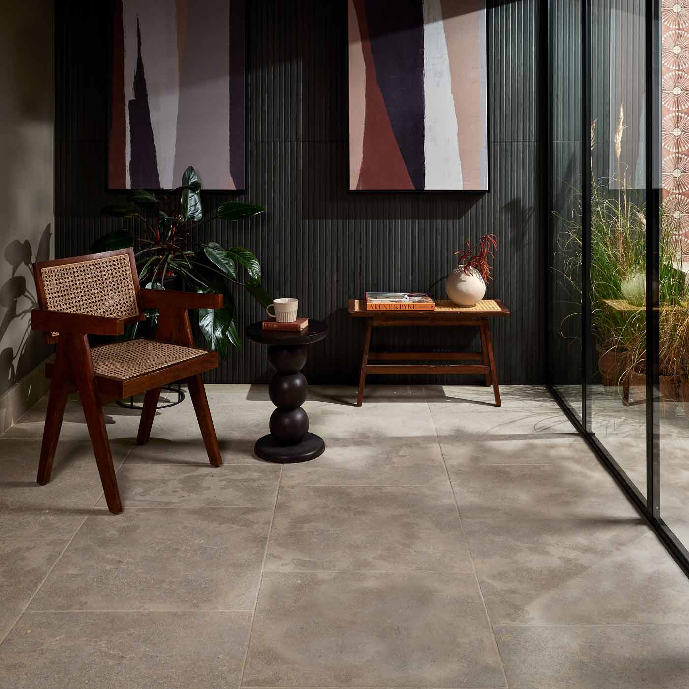Image of Kinfolk Ebony Wood Slat tile 60x120cm-Large format-Ca Pietra-tile.co.uk