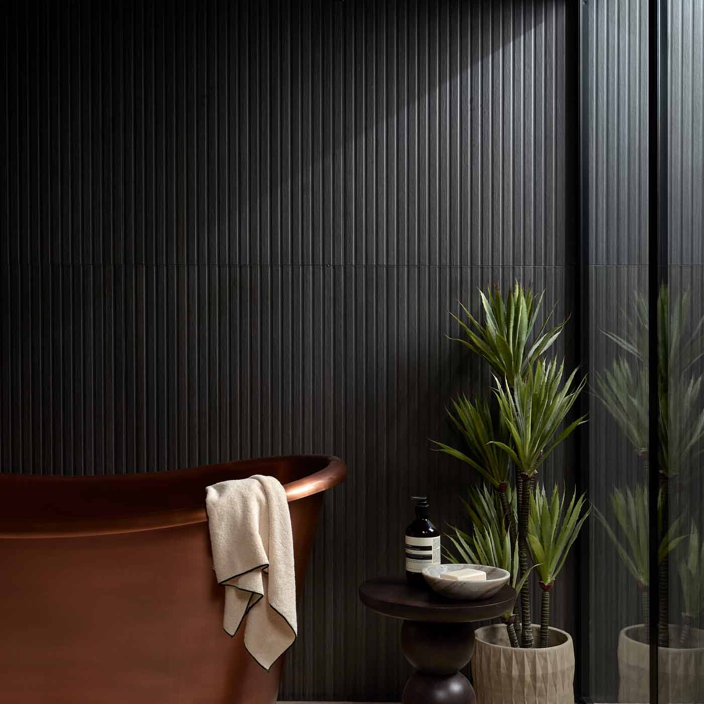 Image of Kinfolk Ebony Wood Slat tile 60x120cm-Large format-Ca Pietra-tile.co.uk