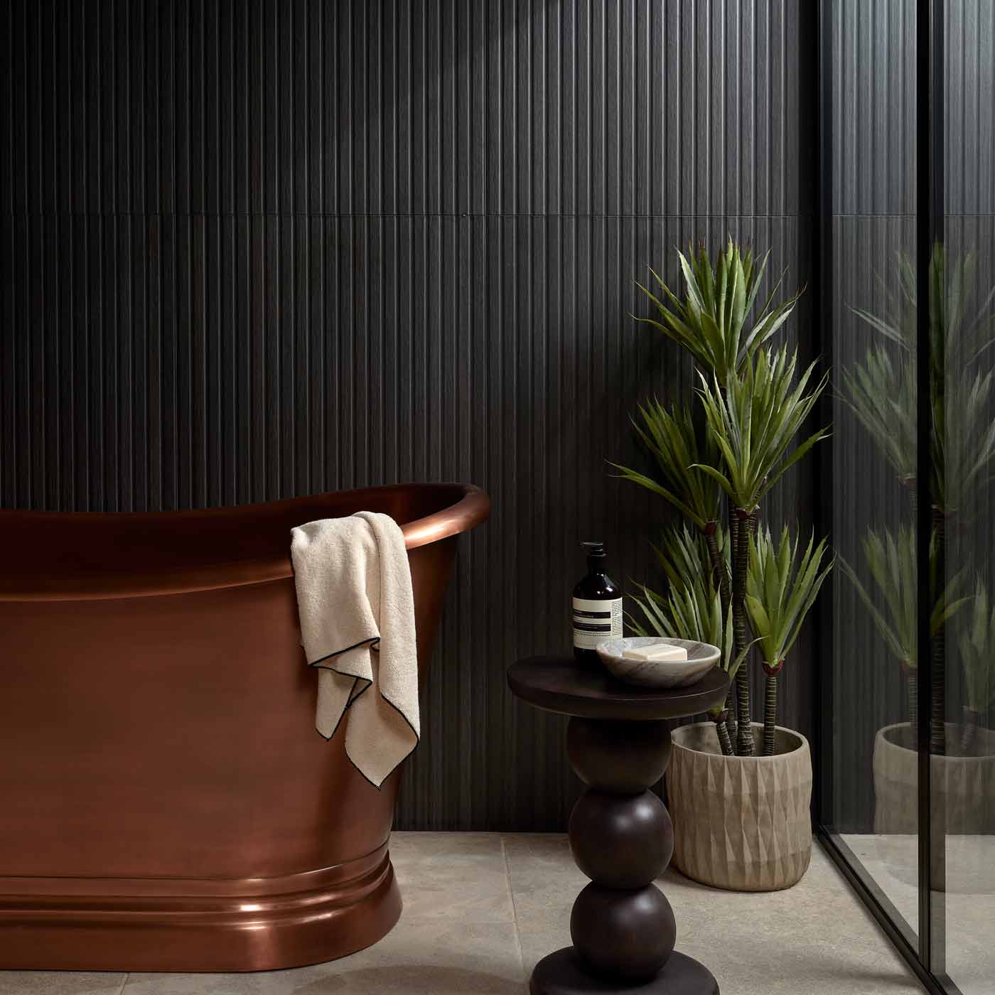 Image of Kinfolk Ebony Wood Slat tile 60x120cm-Large format-Ca Pietra-tile.co.uk